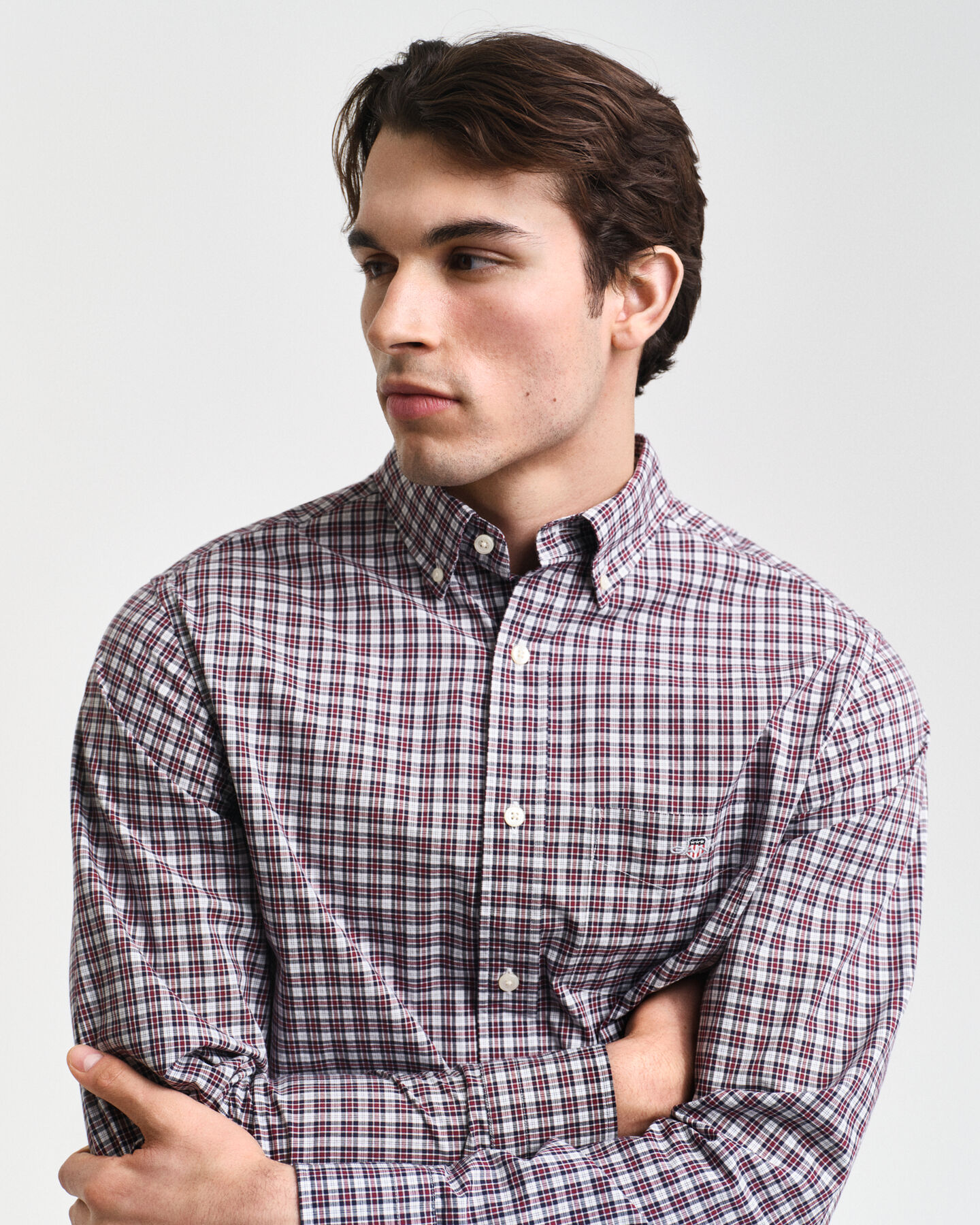 Camisa Regular Fit de popelina a cuadros peque&ntilde;os