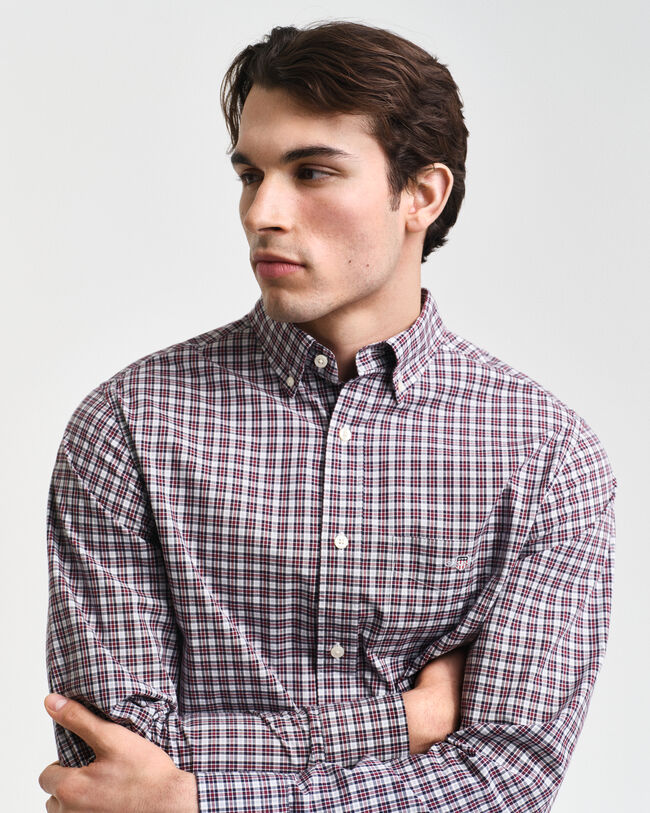 Camisa Regular Fit de popelina a cuadros peque&ntilde;os