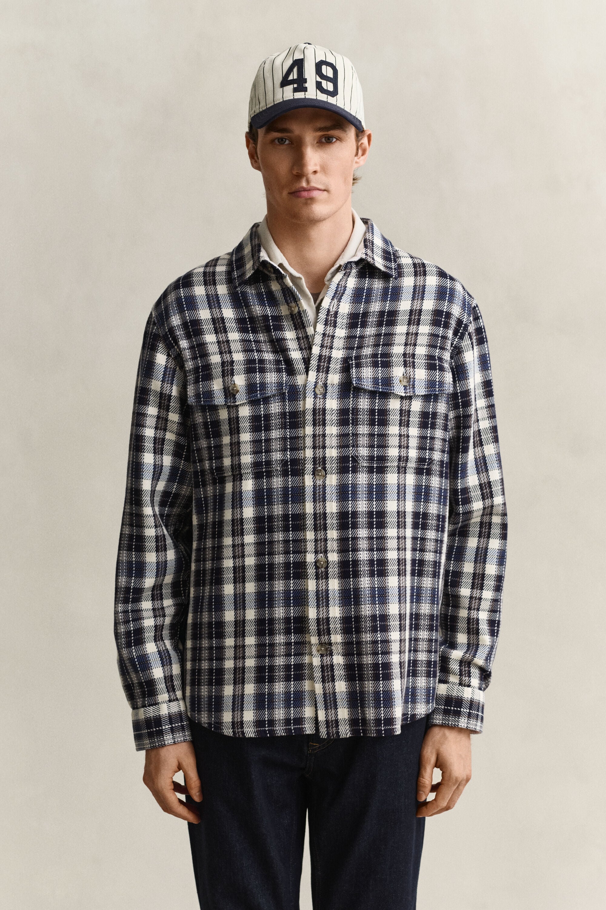 Sobrecamisa de sarga a cuadros