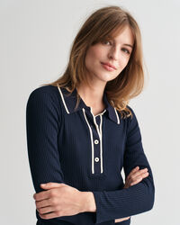 Polo de manga larga acanalado