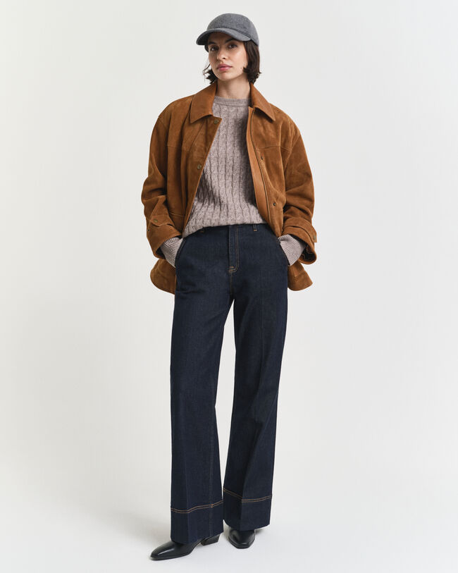 Jersey de cuello redondo en punto de ochos de lana