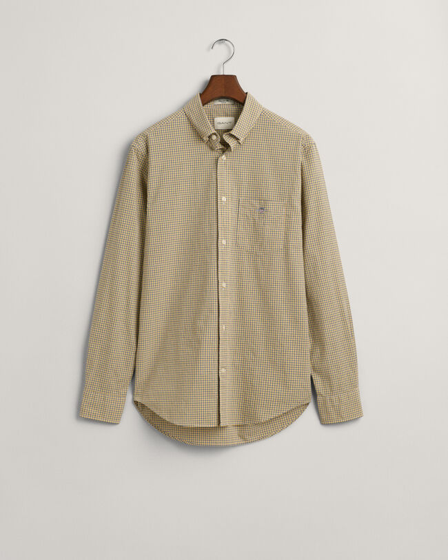 Camisa Regular Fit de popelina con microestampado de cuadros