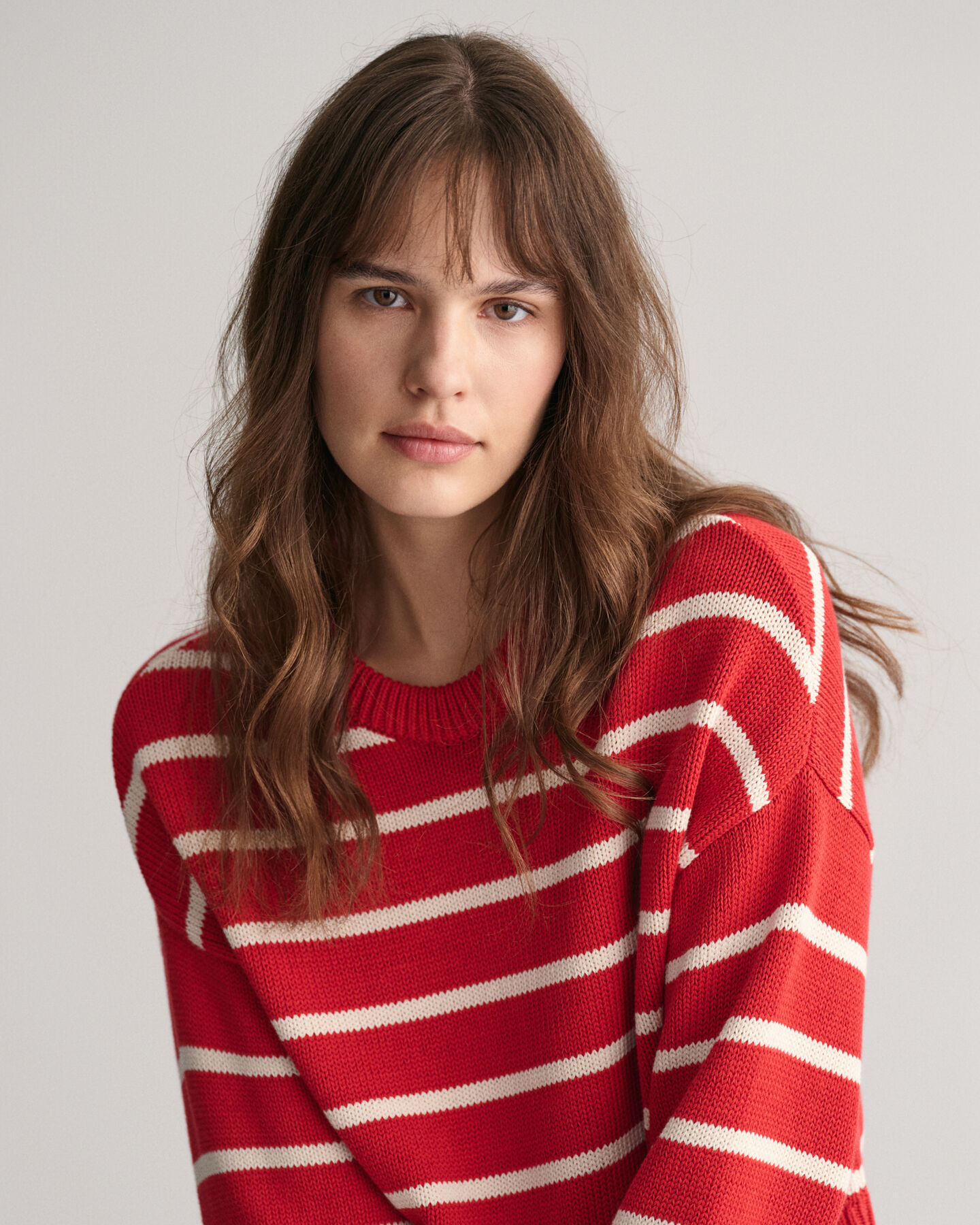 Jersey de cuello redondo y rayas