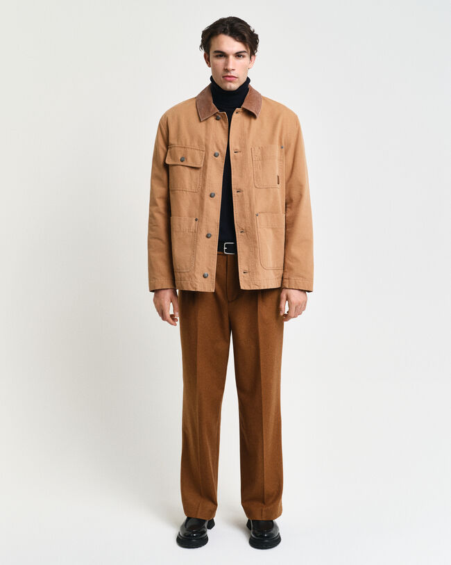 Pantalones de traje Relaxed Fit de franela de lana