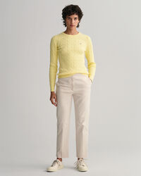 Jersey de cuello redondo y punto de ochos en algod&oacute;n el&aacute;stico