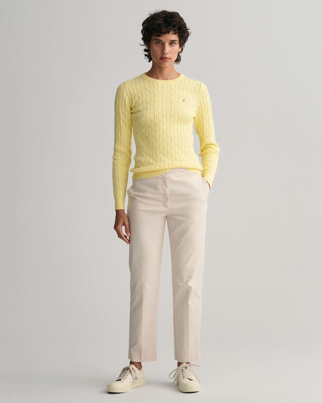 Jersey de cuello redondo y punto de ochos en algod&oacute;n el&aacute;stico