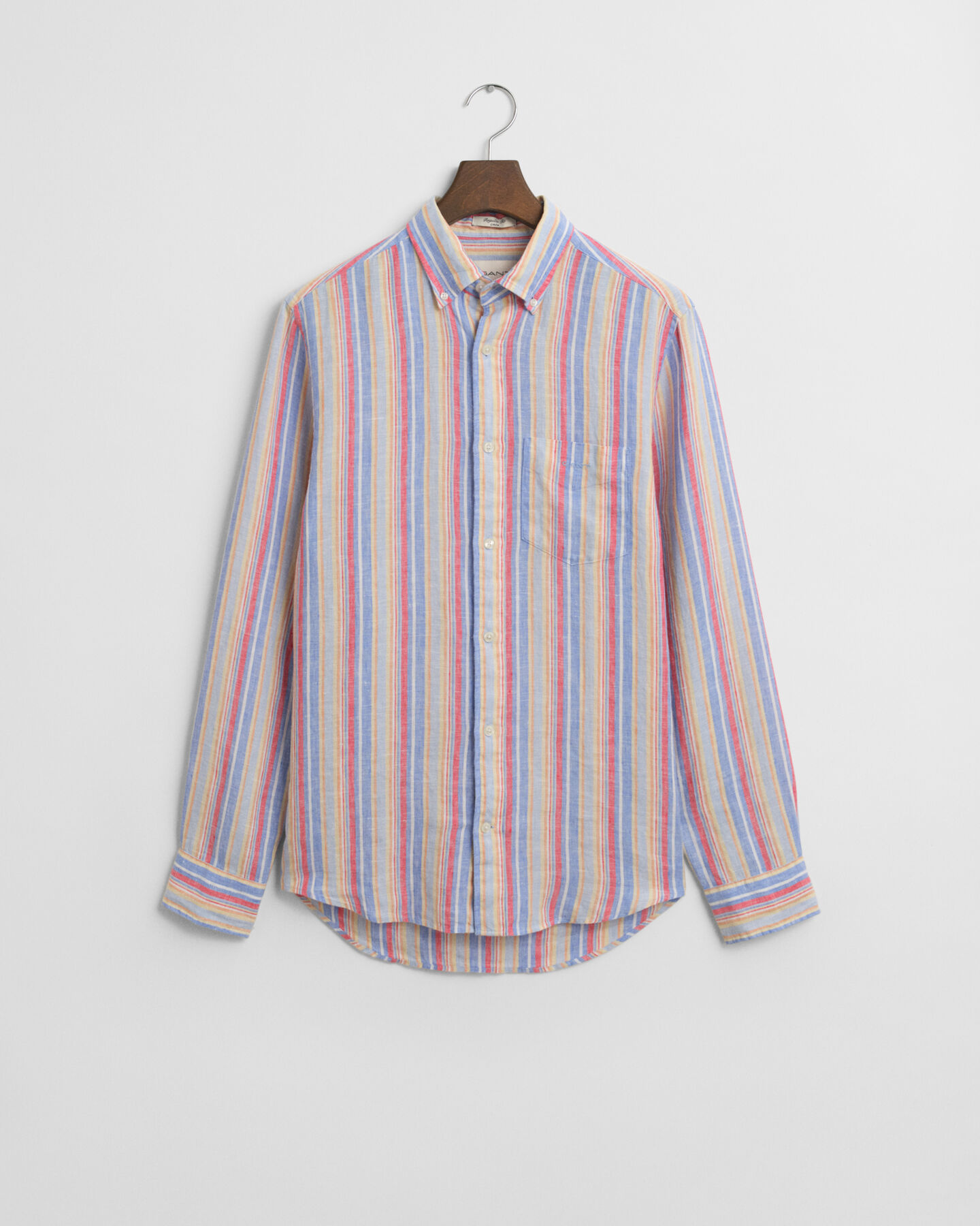 Camisa Regular Fit de lino con rayas multicolor