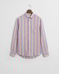 Camisa Regular Fit de lino con rayas multicolor