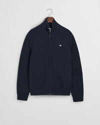 C&aacute;rdigan de algod&oacute;n con cremallera y textura