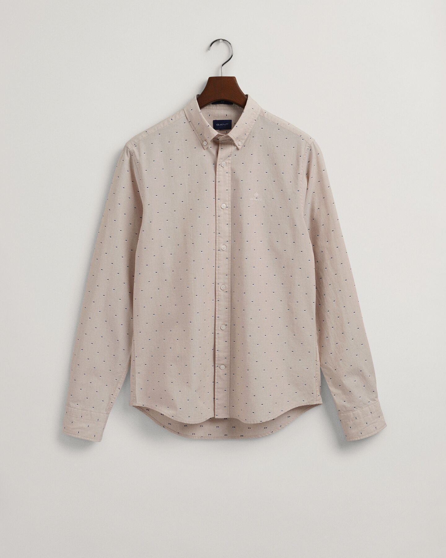 Camisa Slim Fit Dobby de lunares