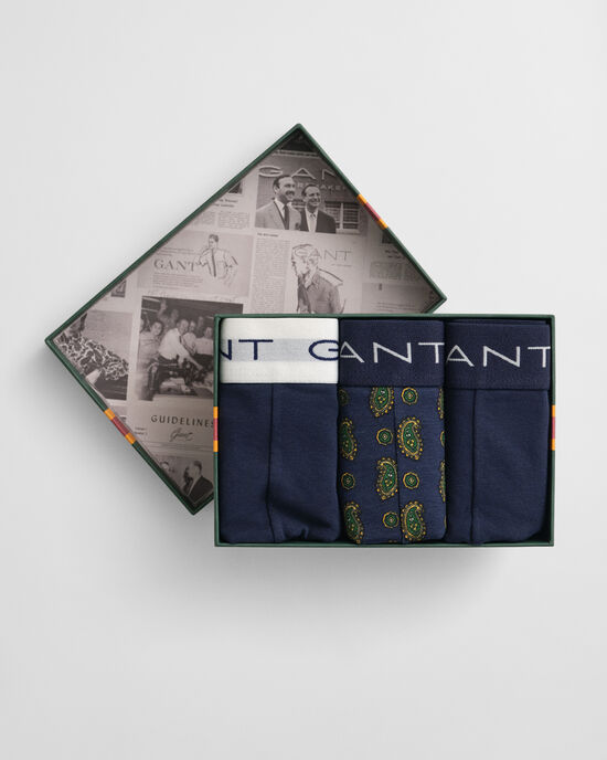 Caja de regalo con tres bóxers con estampado de cachemir