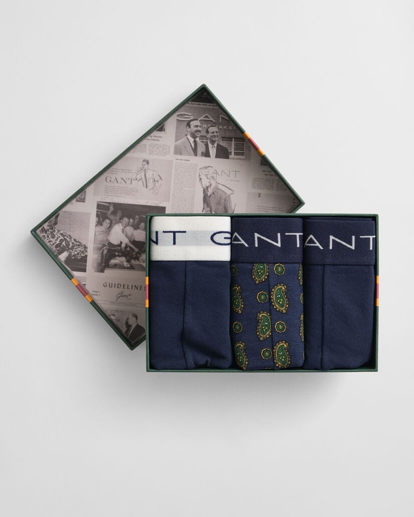 Caja de regalo con tres bóxers con estampado de cachemir