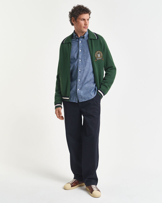 Camisa Regular Fit de cambray añil