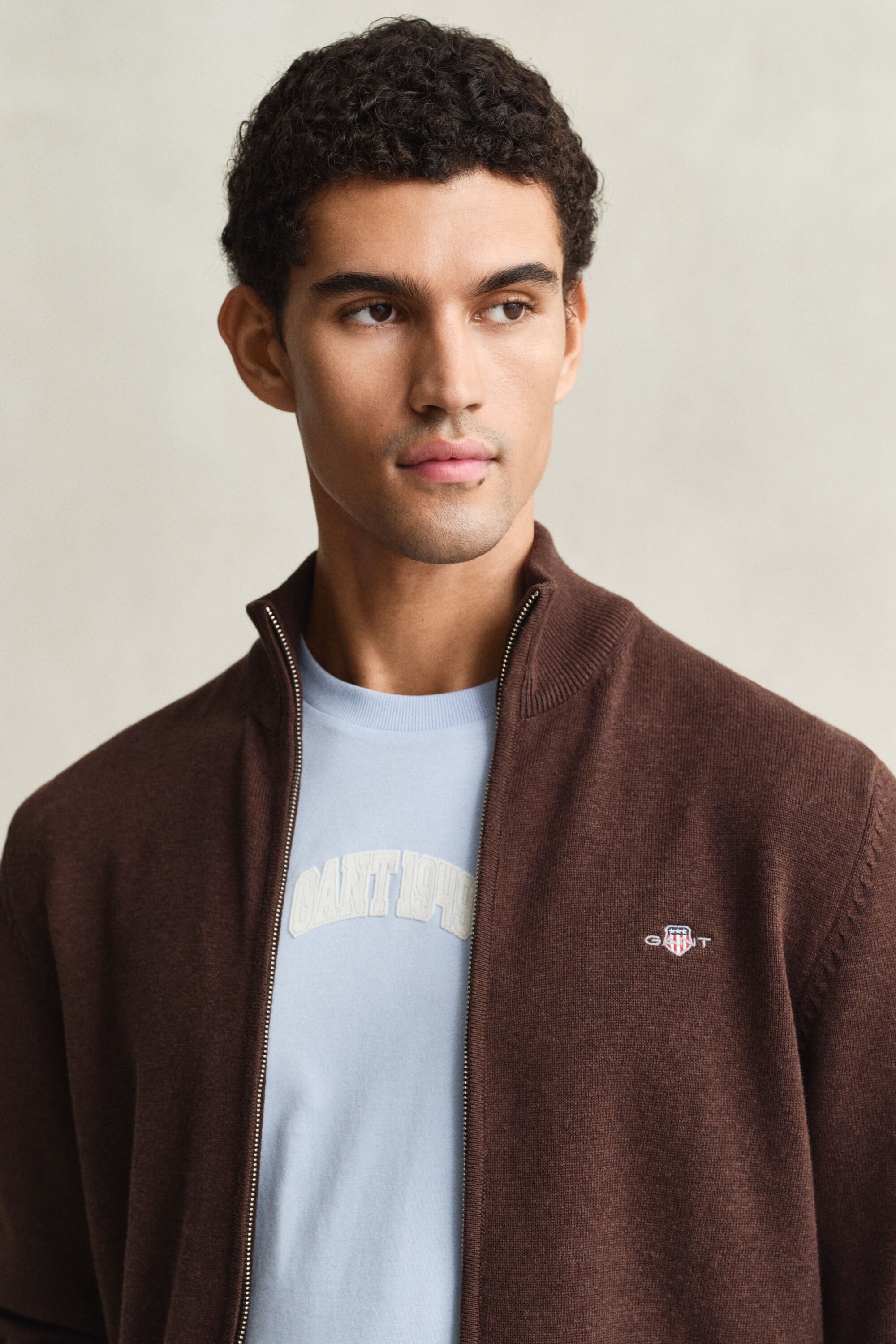 Cárdigan de algodón con cremallera Casual