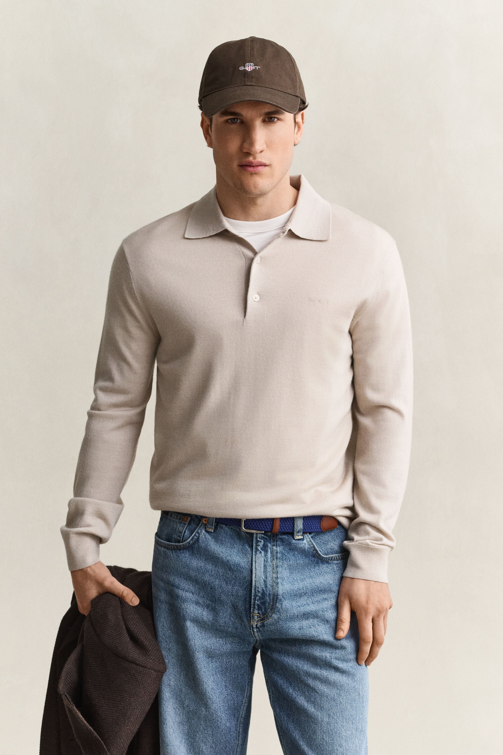 Jersey tipo polo de lana merino extrafina