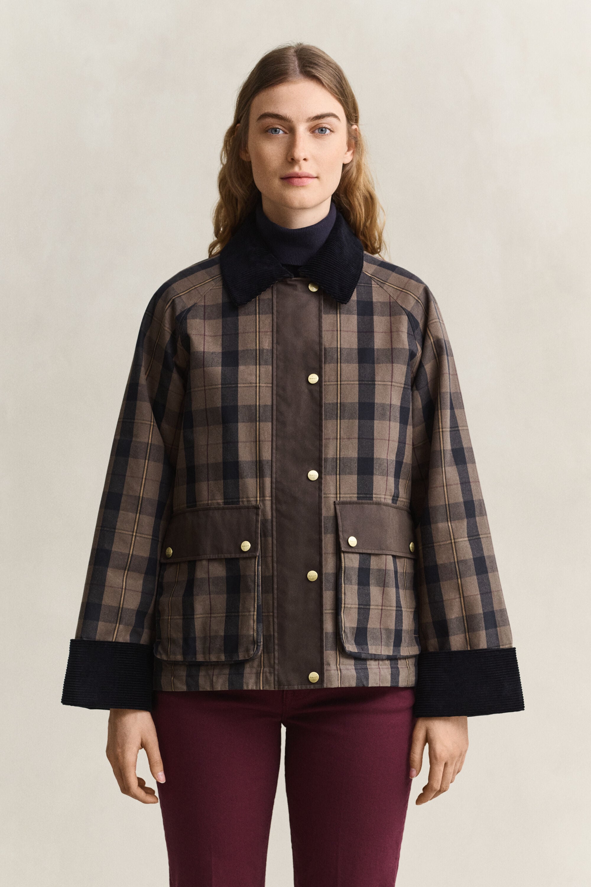 Chaqueta encerada a cuadros