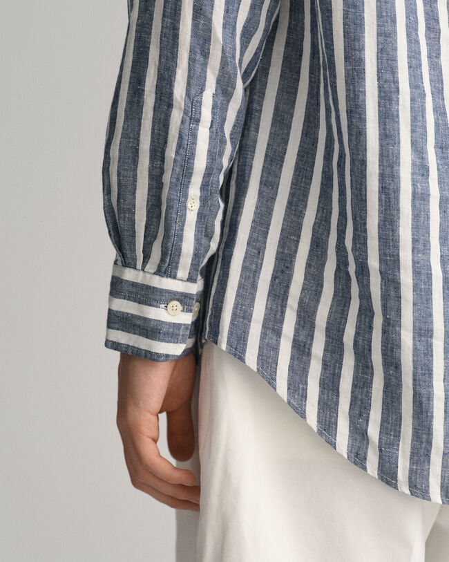 Camisa Regular Fit de lino a rayas anchas