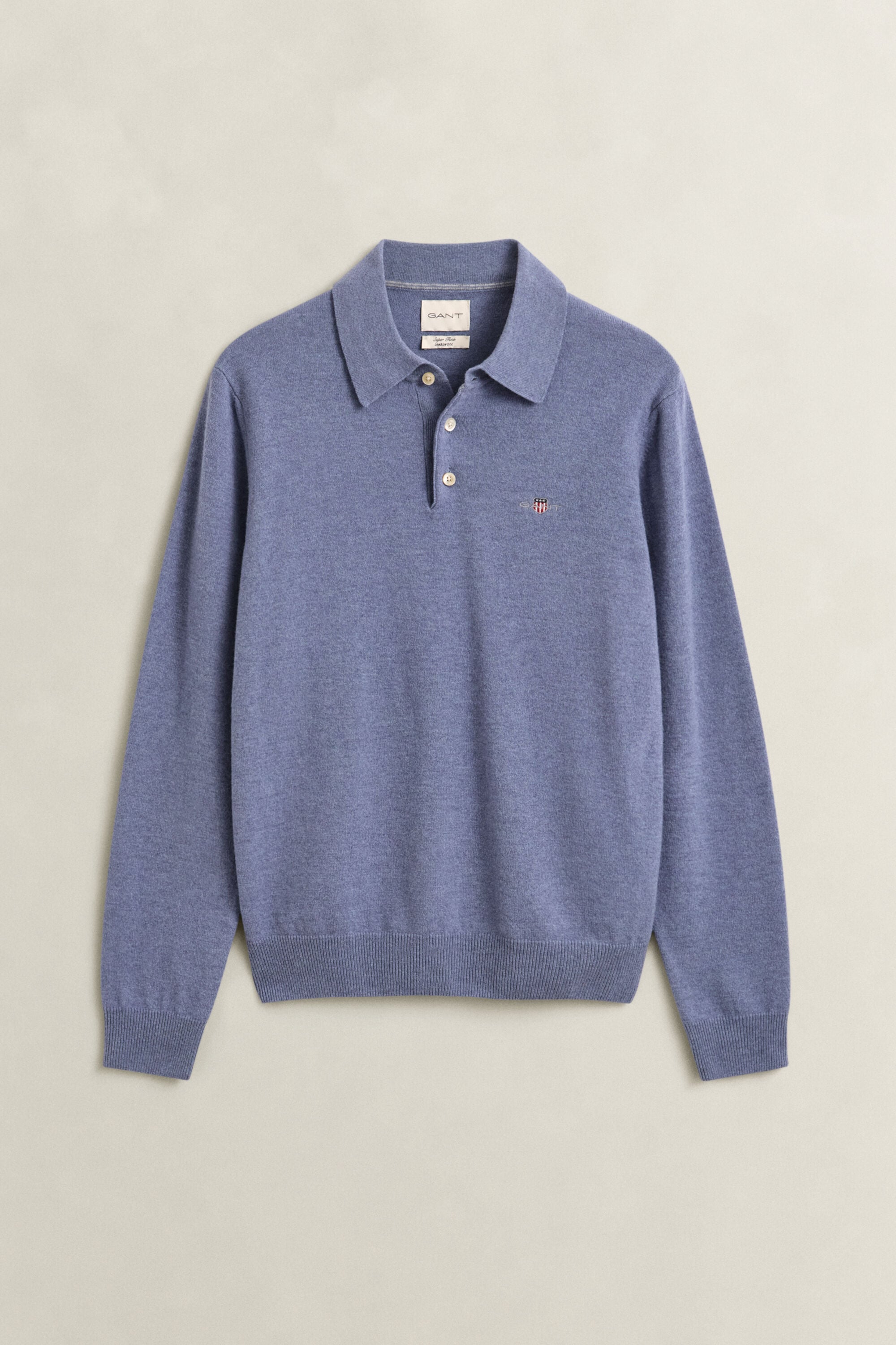 Jersey tipo polo de lana de oveja muy fina