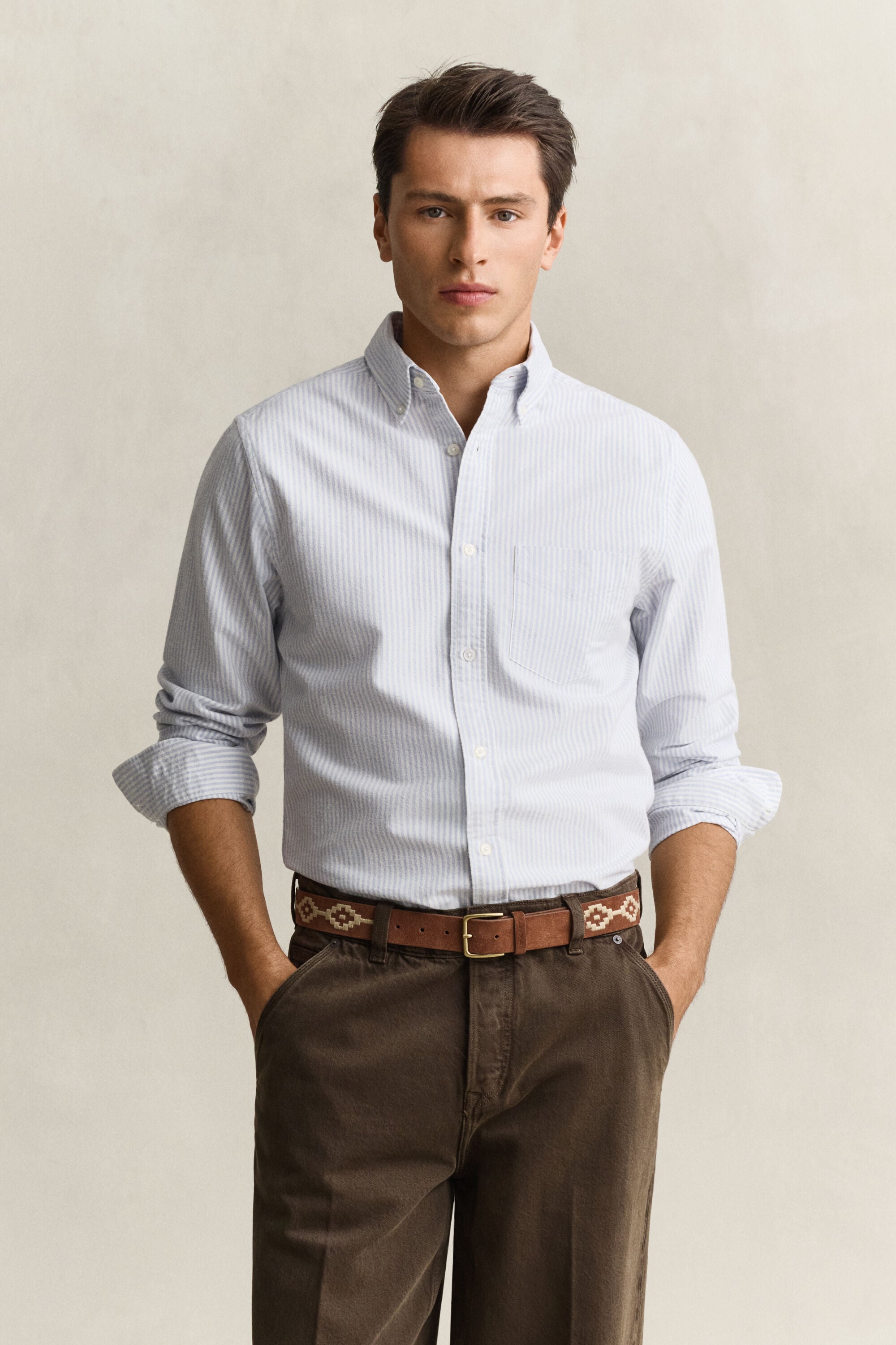 Camisa Oxford perchada de rayas