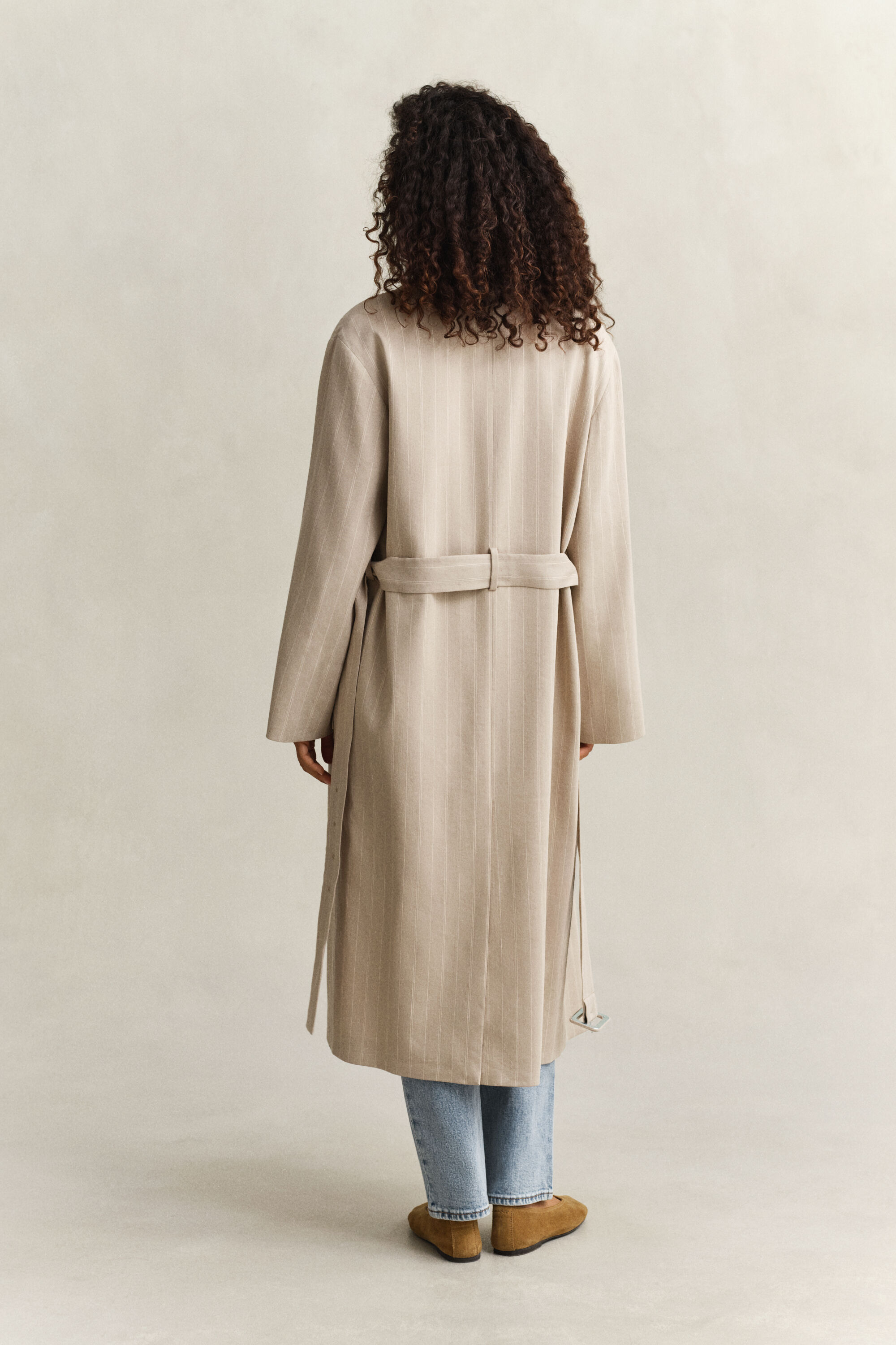 Abrigo de raya diplomática en mezcla de lino