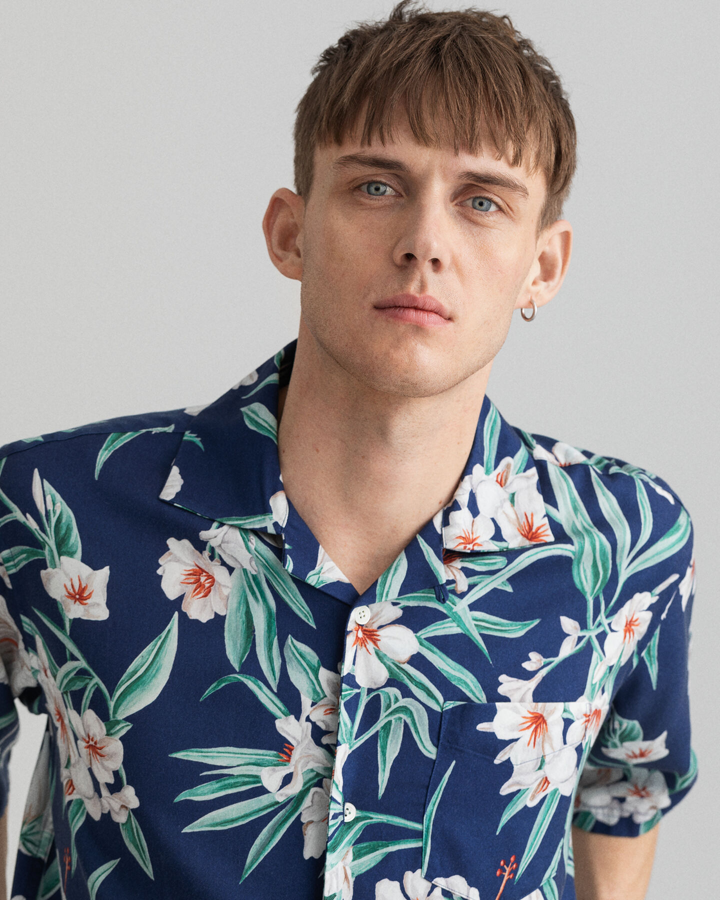 Camisa Relaxed Fit Pure Prep de lyocell, manga corta y estampado de flores
