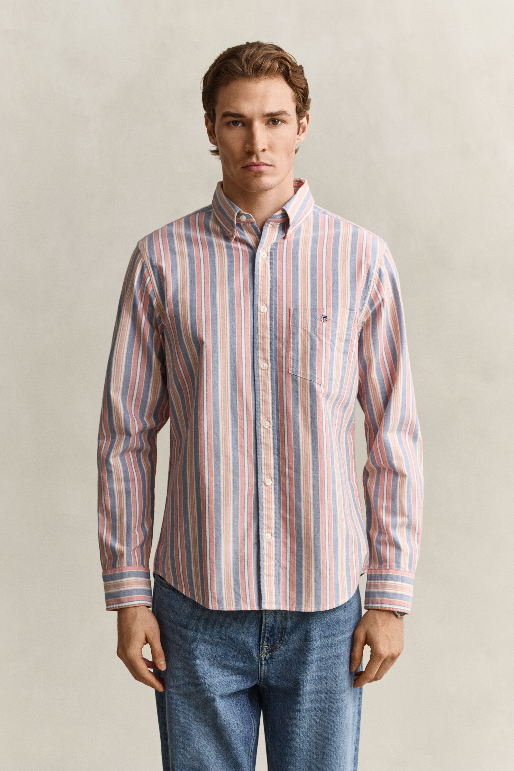 Camisa Oxford clásica de rayas variadas