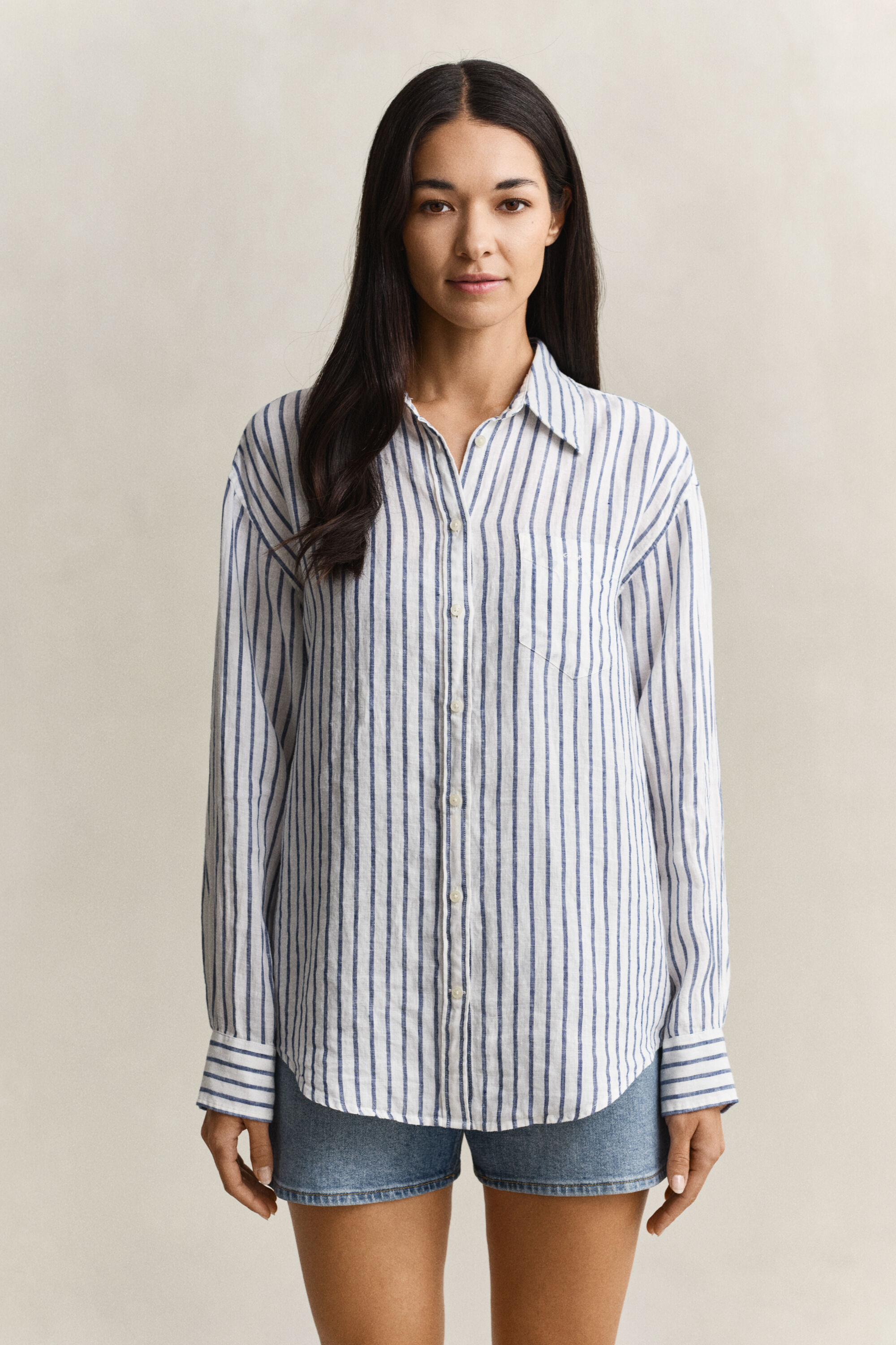 Camisa Relaxed Fit de lino a rayas