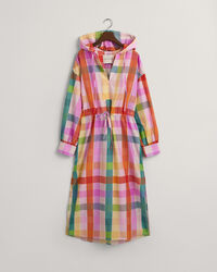 Vestido de algod&oacute;n y seda a cuadros multicolor