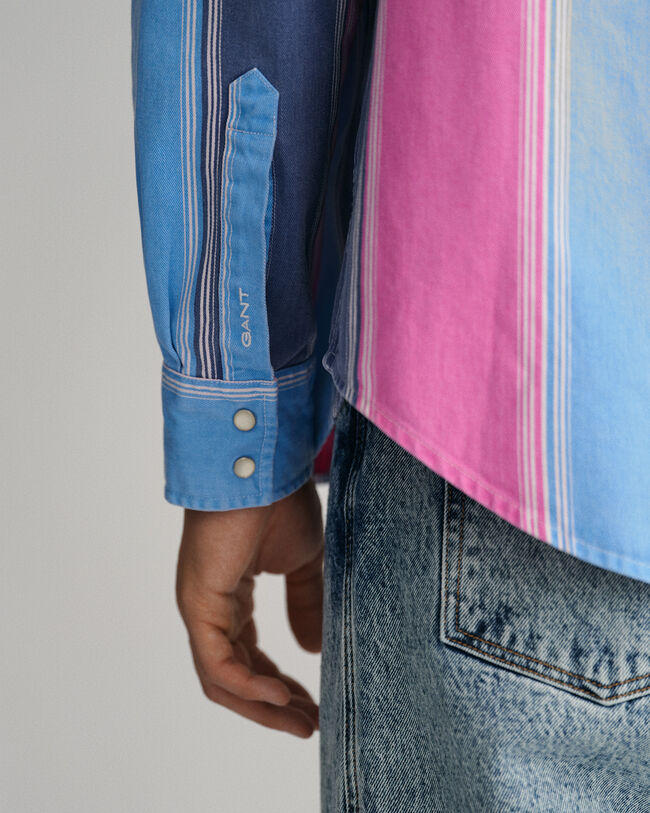 Camisa Relaxed Fit de sarga Heavy a rayas