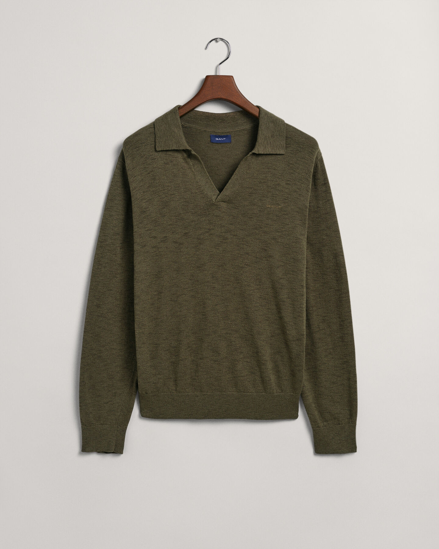 Jersey tipo polo de algodón y lino