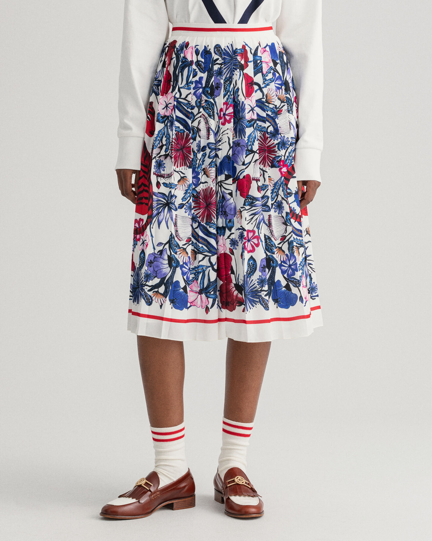 Falda plisada con estampado Tiger Floral