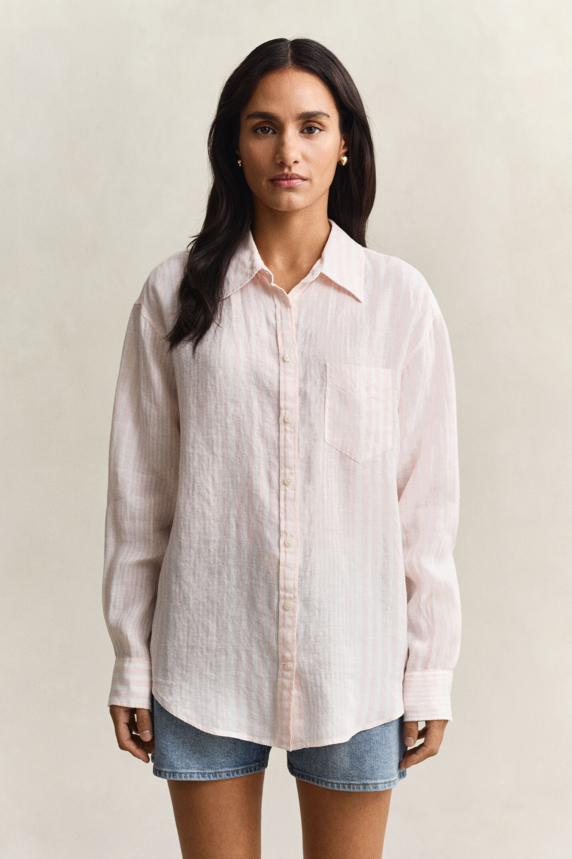 Camisa Relaxed Fit de lino a rayas