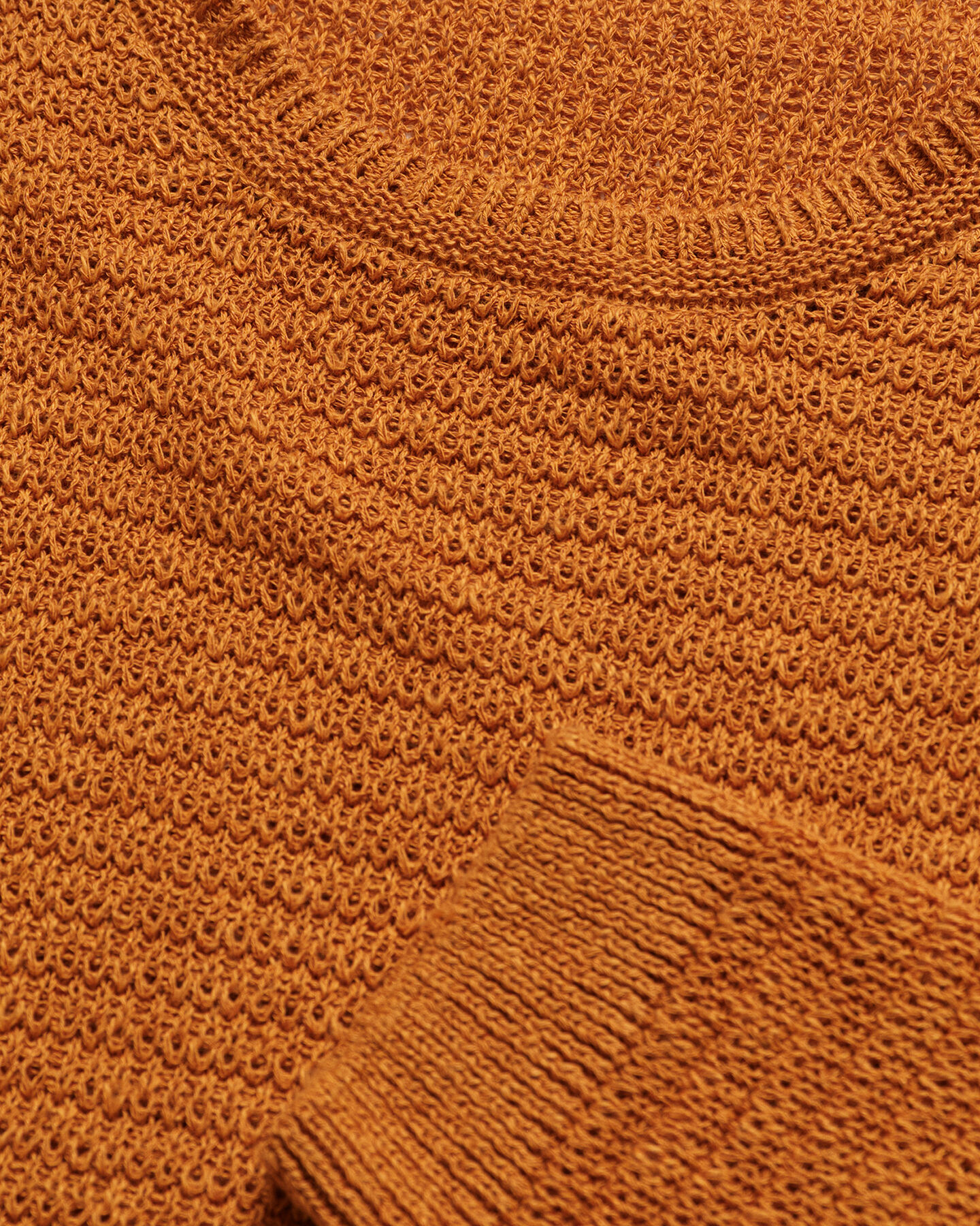 Jersey de cuello redondo en algod&oacute;n y lino Textured