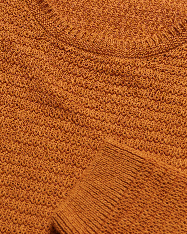 Jersey de cuello redondo en algod&oacute;n y lino Textured