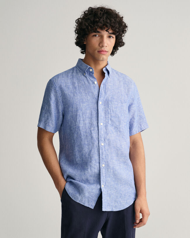 Camisa Regular Fit de manga corta y lino