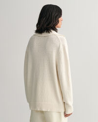 Jersey tipo polo flameado en algod&oacute;n y lino