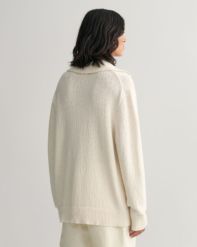 Jersey tipo polo flameado en algod&oacute;n y lino