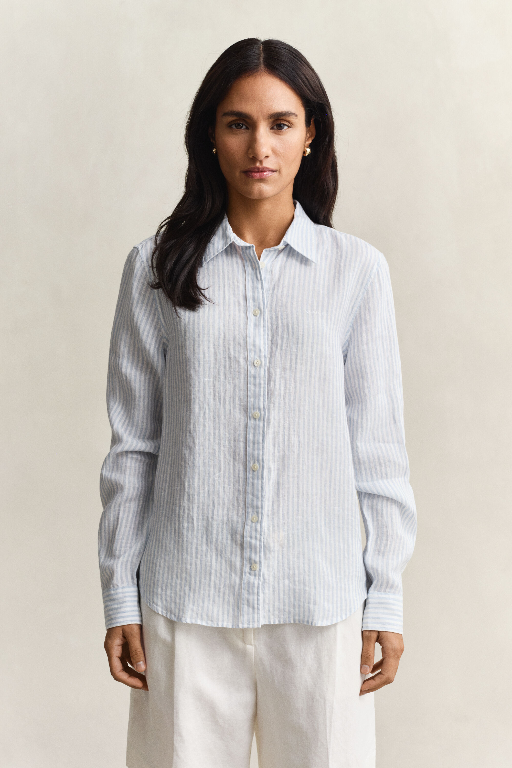 Camisa Regular Fit de lino a rayas