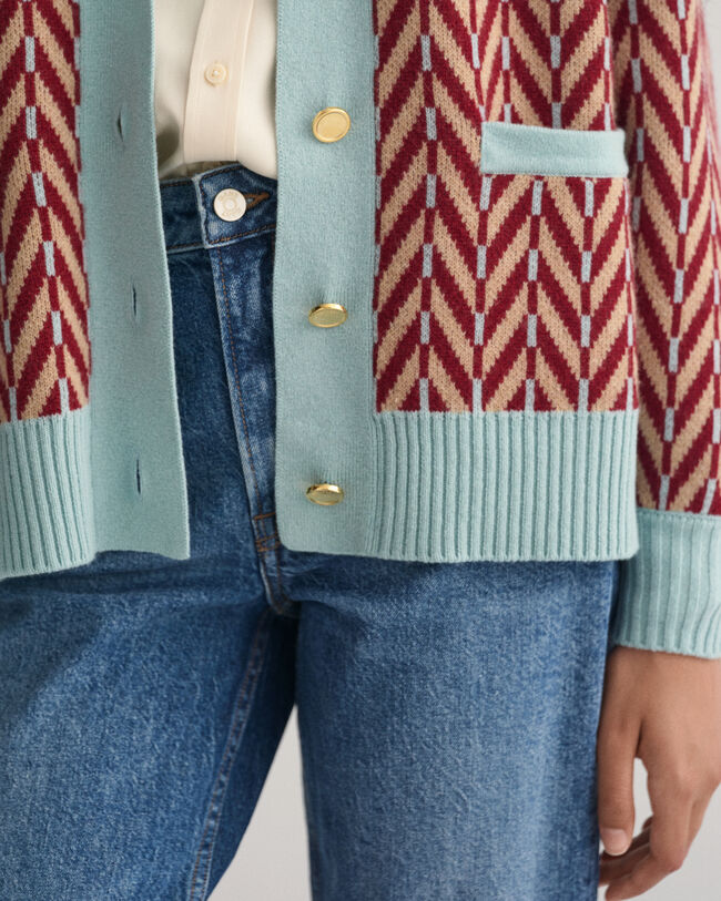 C&aacute;rdigan con dise&ntilde;o de espiga multicolor