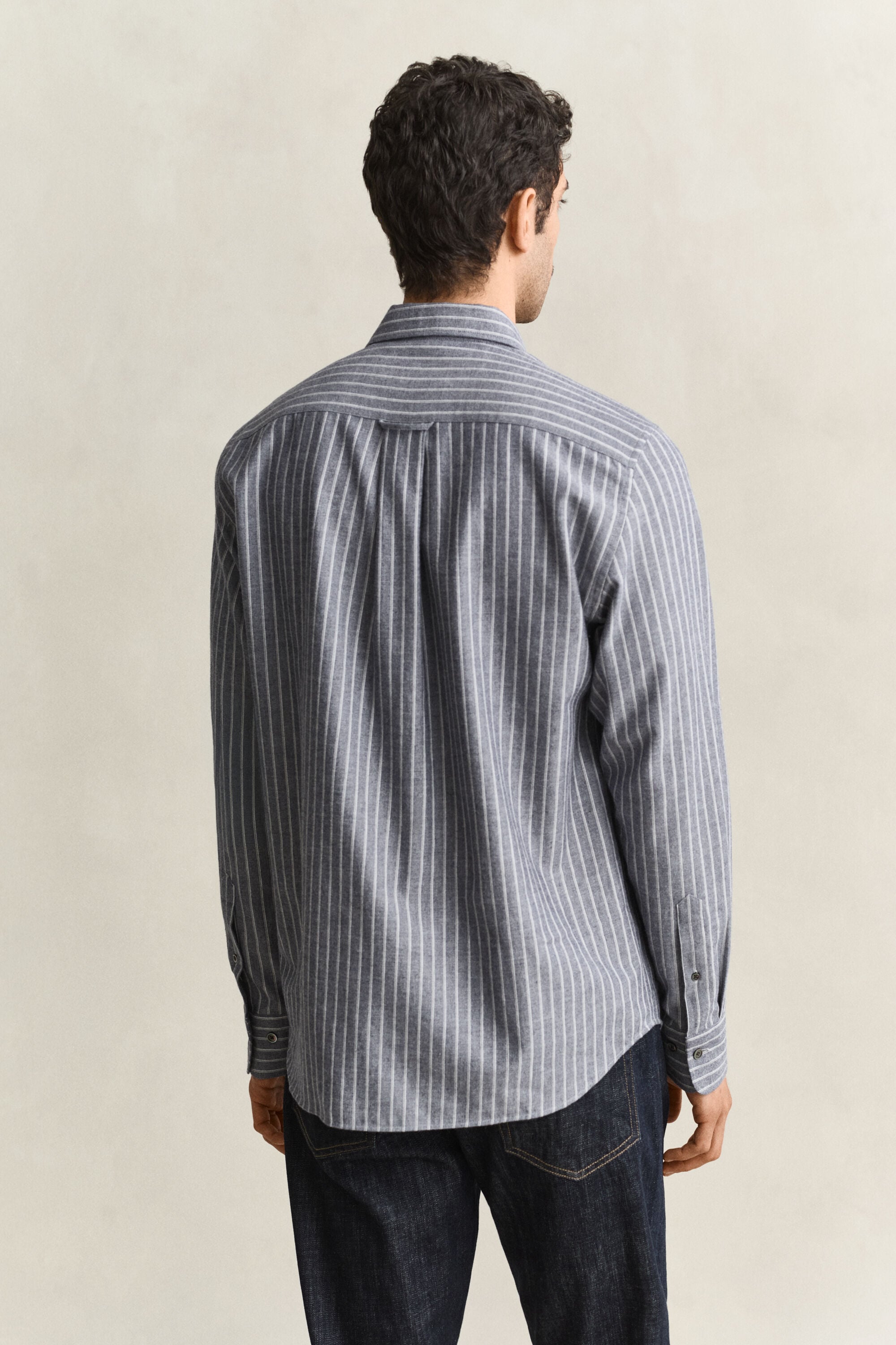Camisa de franela jaspeada a rayas