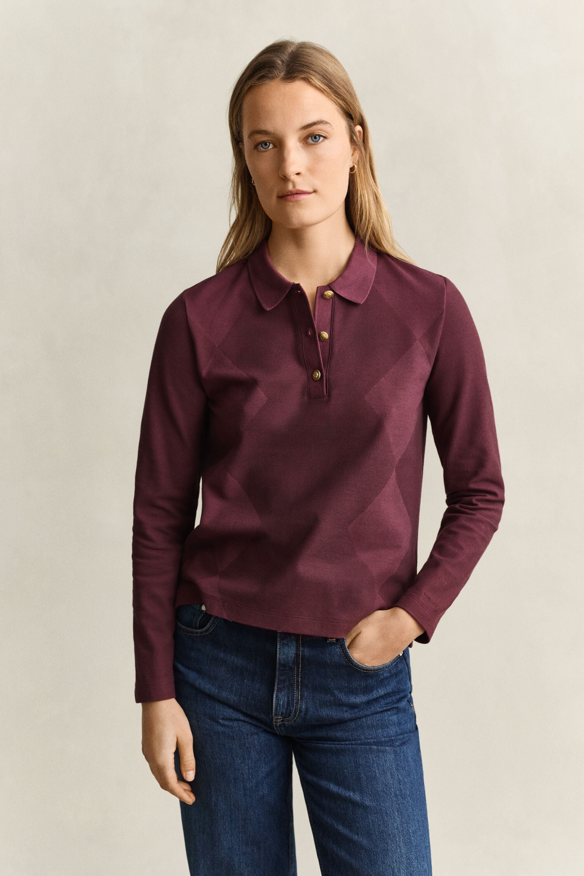Polo de manga larga de rombos