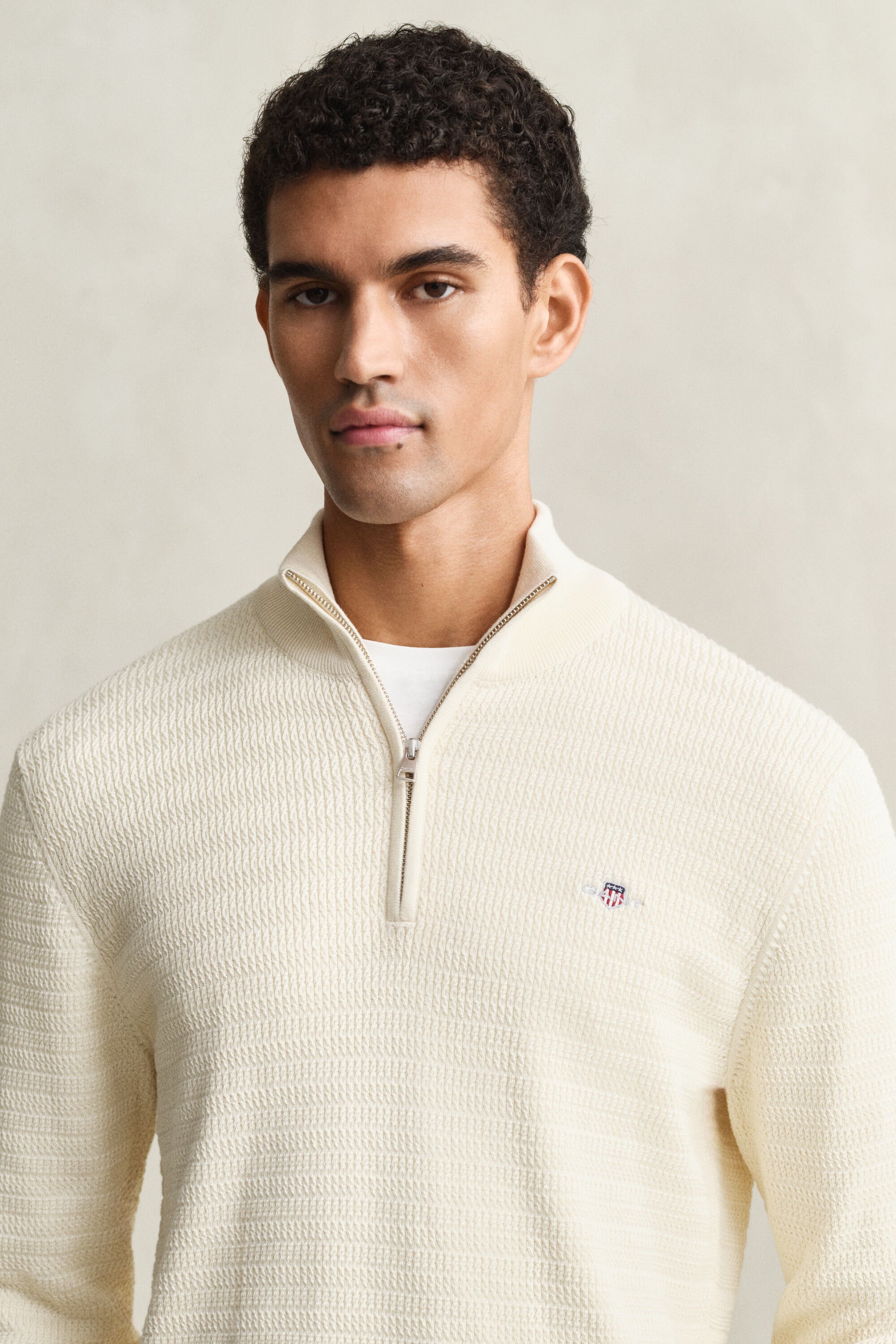 Jersey de punto de ochos de pequeñas dimensiones con media cremallera