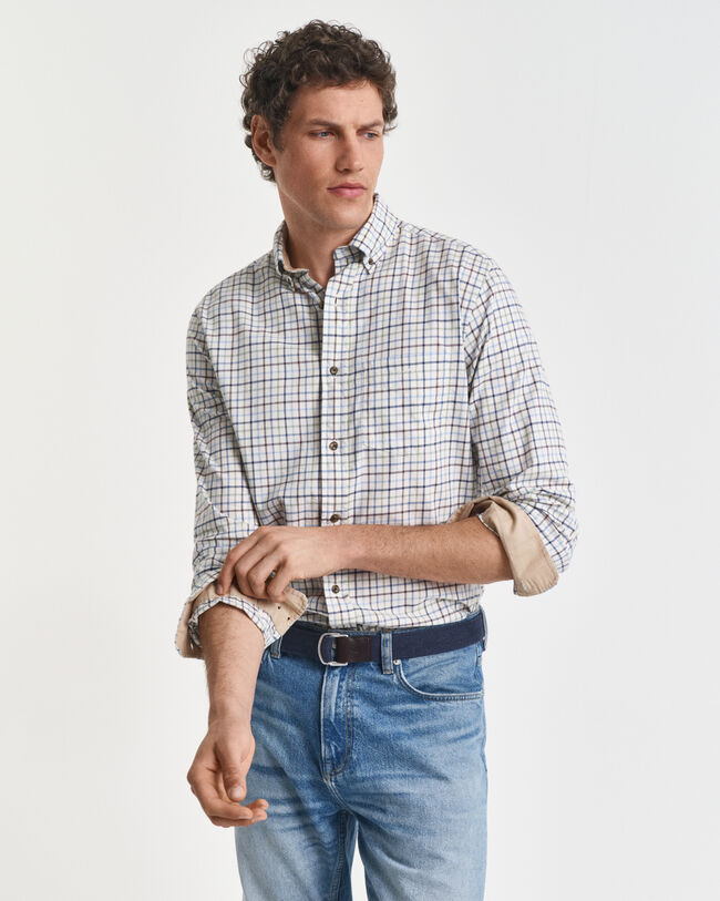 Camisa Regular Fit de sarga a cuadros Tattersall