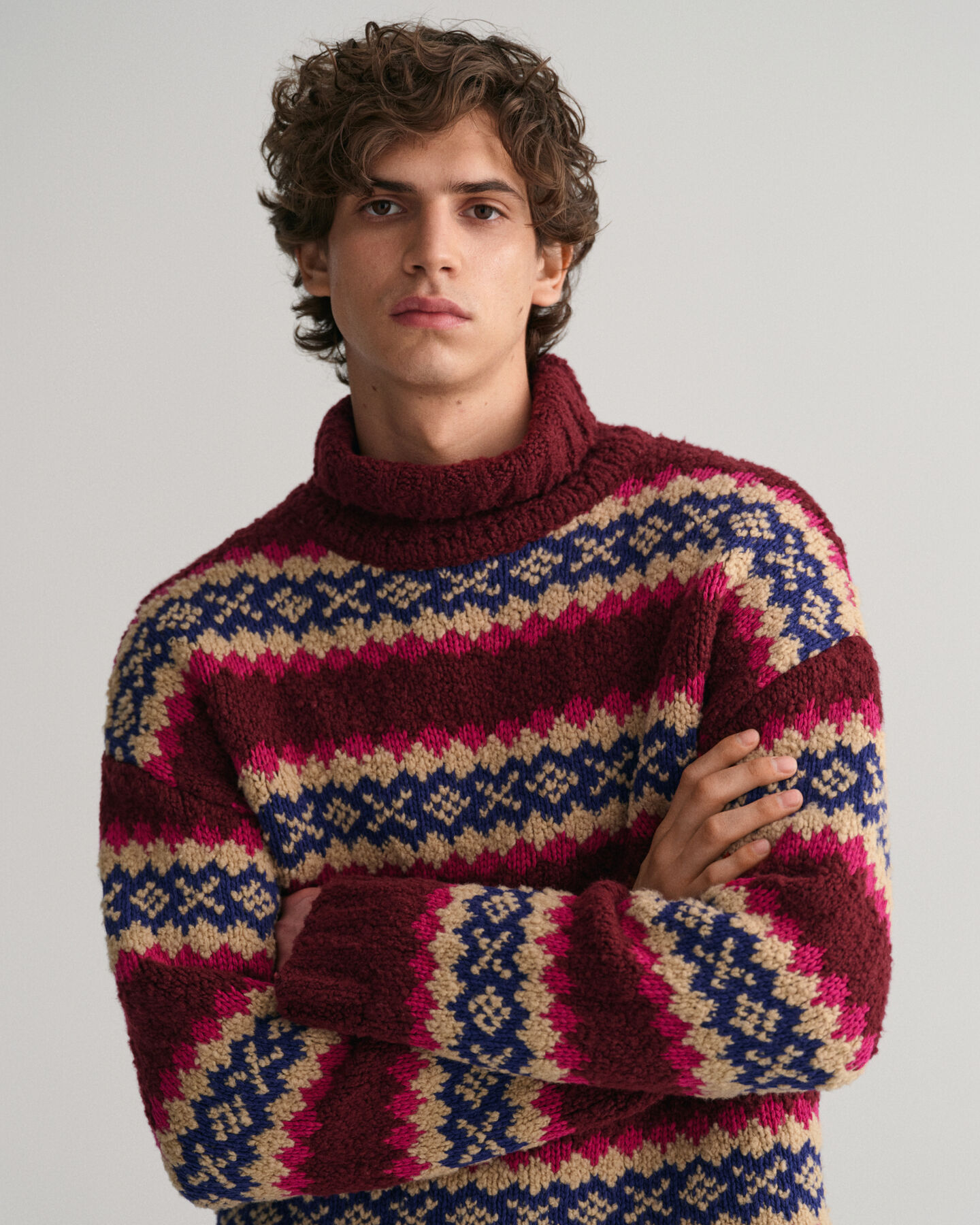 Jersey de cuello alzado Funnel Fair Isle