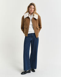 Jersey de punto de ochos con media cremallera en algodón elástico