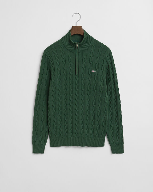 Jersey de punto de ochos con media cremallera en algodón