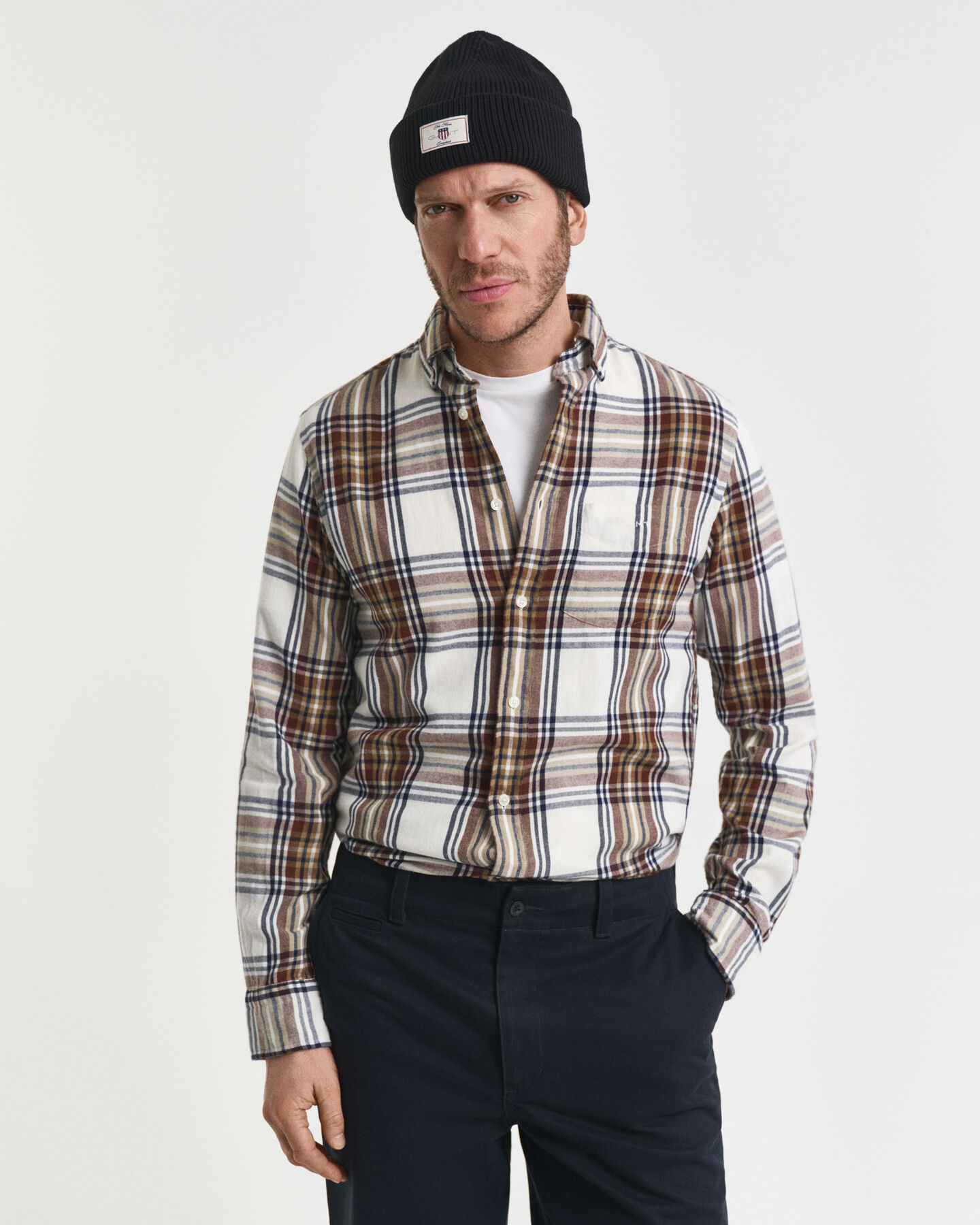 Camisa Regular Fit de franela Windblown a cuadros