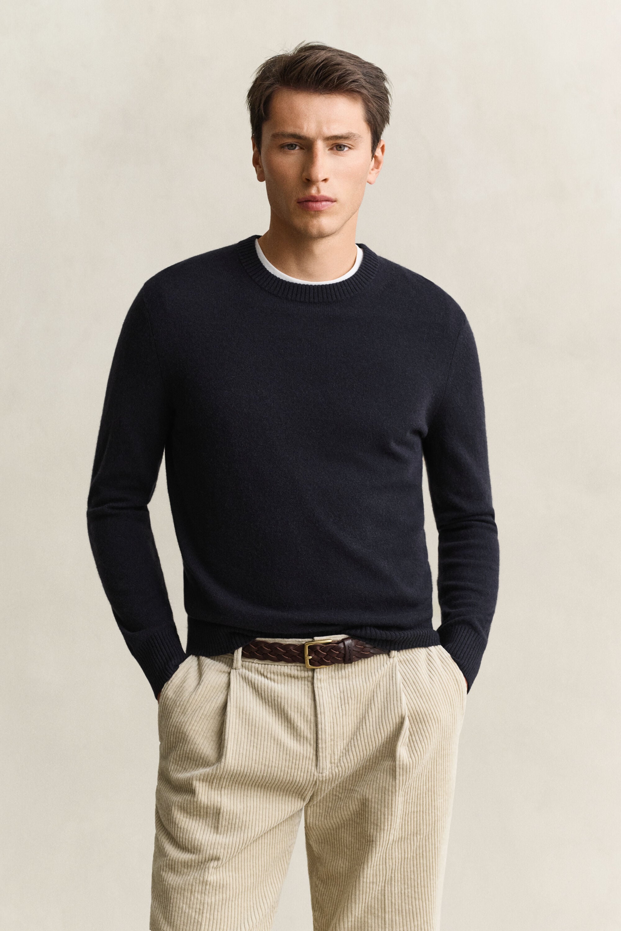 Jersey de cuello redondo en cachemir