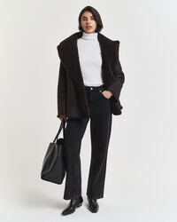 Jersey de punto de ochos en algodón elástico con cuello de cisne