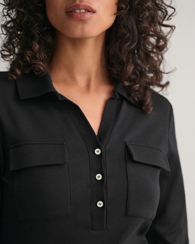 Vestido tipo polo de punto Slim Fit